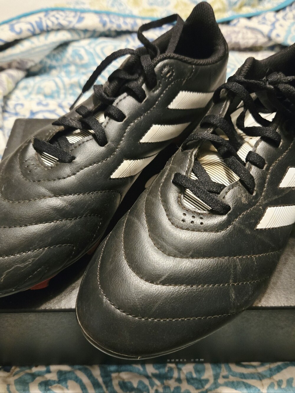 adidas Men’s Black Athletic Cleats with White Stripes